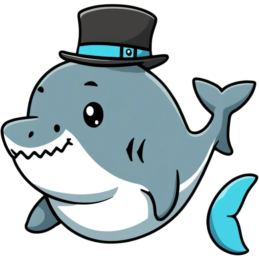 Shark with a top hat emoji