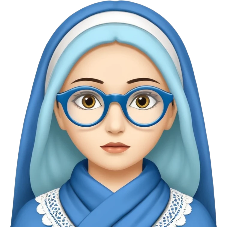 O data cu parul saten ,ochii griji-albastrii ,ochelari și codițe de pisica ..și langa o pisicuță alba pufoasa ,cu ochii verzi și o a doua pisica siameza pufoasa cu capul maro -negru și coada ,restul corpului un maro deschis spre alb  , ochii albaștrii  emoji