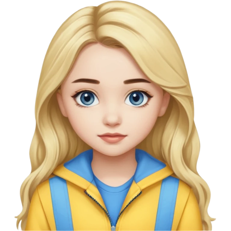 Sabrina Carpenter blue eyes, long blonde hair, yellow tour outfit emoji