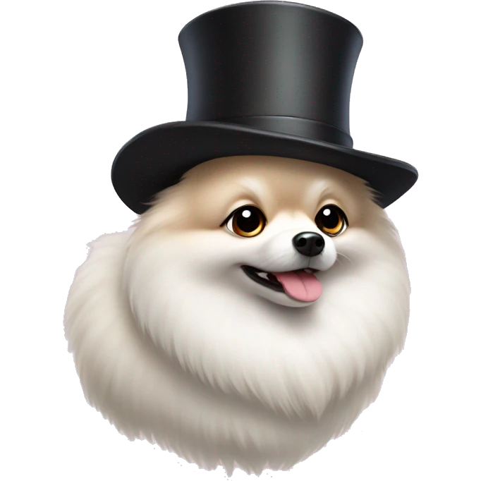 white pomeranian with tophat emoji
