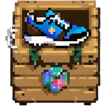 2d power up crate with a running shoe symbol for speed boost emoji