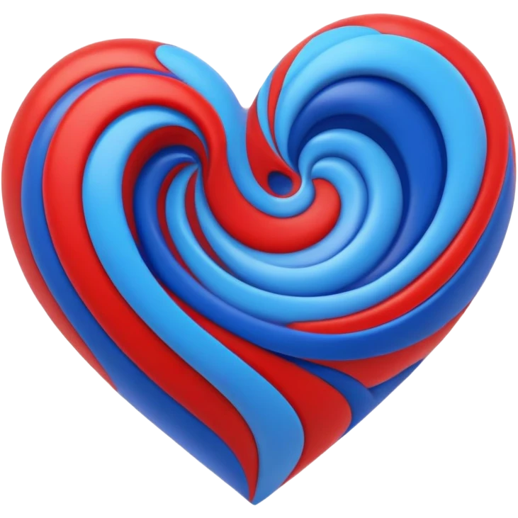 One Red and blue heart mixture emoji