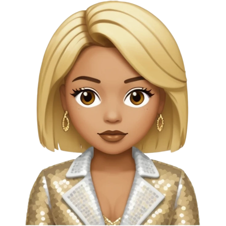 T-Boz from TLC with blonde hair, ivory sequin outfit emoji