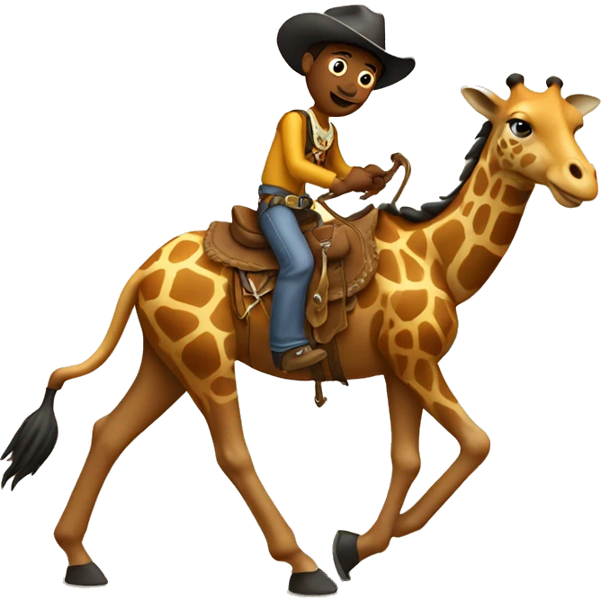 Cowboy riding giraffe emoji