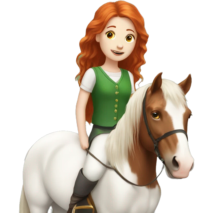 Girl with red hair and her white Irish cob emoji