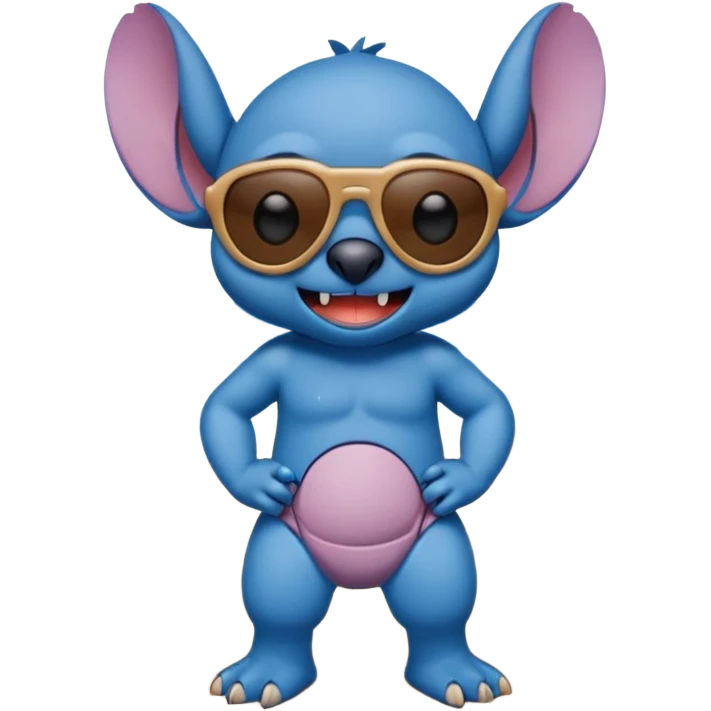 Stitch walking on the beach and saying hello emoji