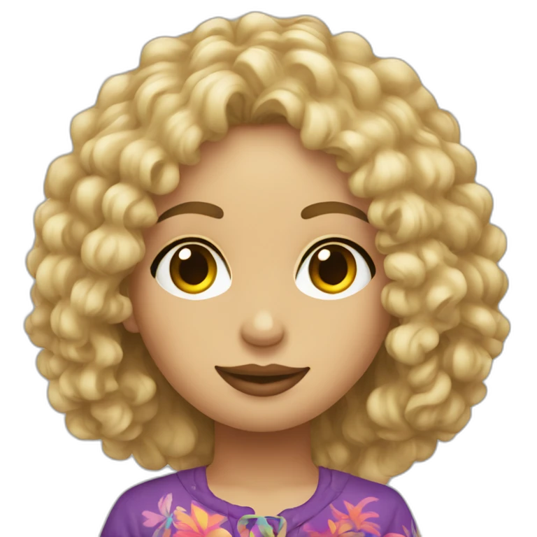 Rubia rizos hippie emoji
