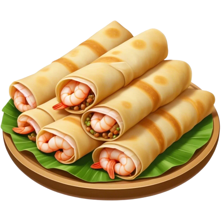 Bánh Xèo Cinematic Realistic Bánh Xèo Dish Emoji, depicted as a crispy, folded crepe filled with shrimp and pork, rendered with dynamic textures and vibrant, appetizing lighting. emoji