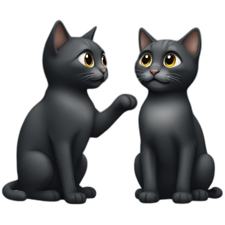 Two cats playing together, one dark gray and the other black emoji