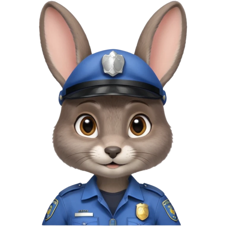 Judy Hopps with big ears (gray female rabbit with a police suit, without a cap) from the Zootopia Disney movie emoji