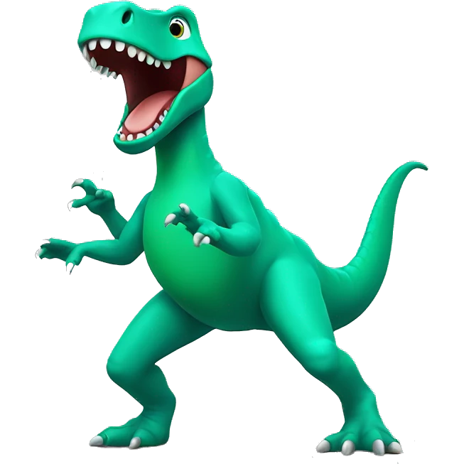Green (turquoise) dinosaur break dancing emoji
