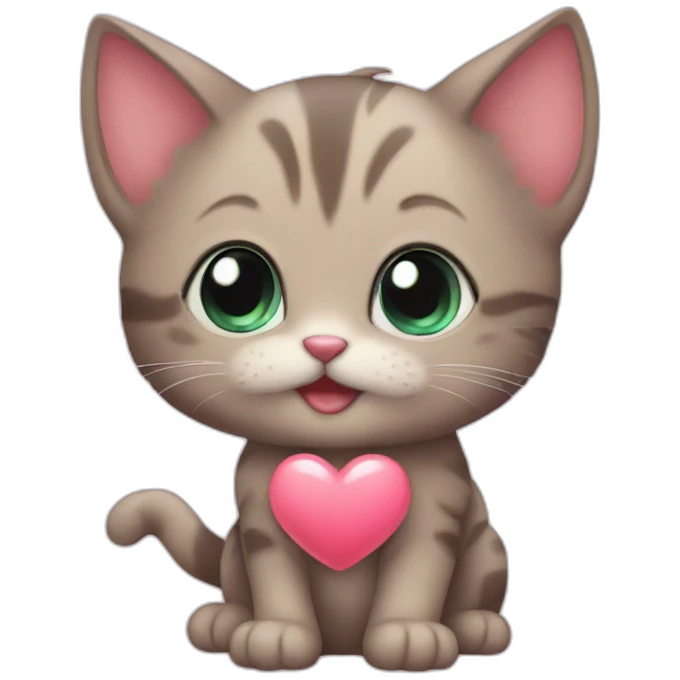 Cute kitten love heart emoji