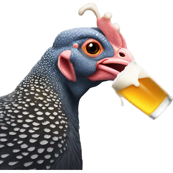 guinea fowl drinking a beer emoji