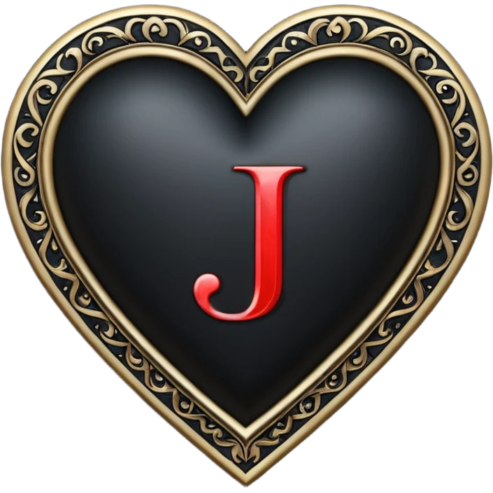 Can you make a black heart with a white letter in the middle in a gothic style, the letter is J emoji