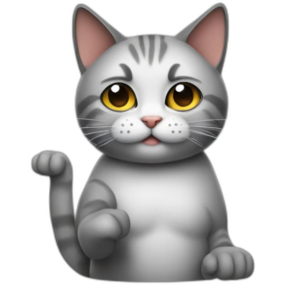 A cat giving a thumbs down with a frown emoji