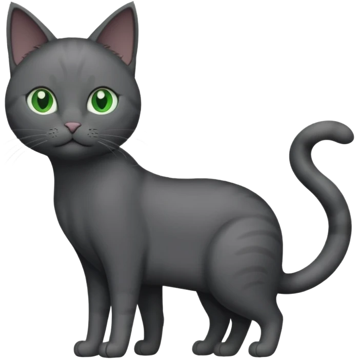 full body solid dark grey cat with green eyes and white paws emoji