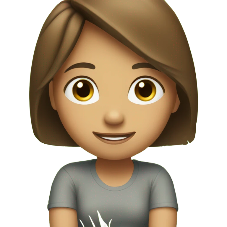Girl with brown hair grass emoji