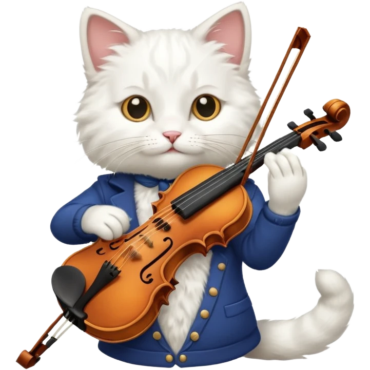 white cat play violin emoji