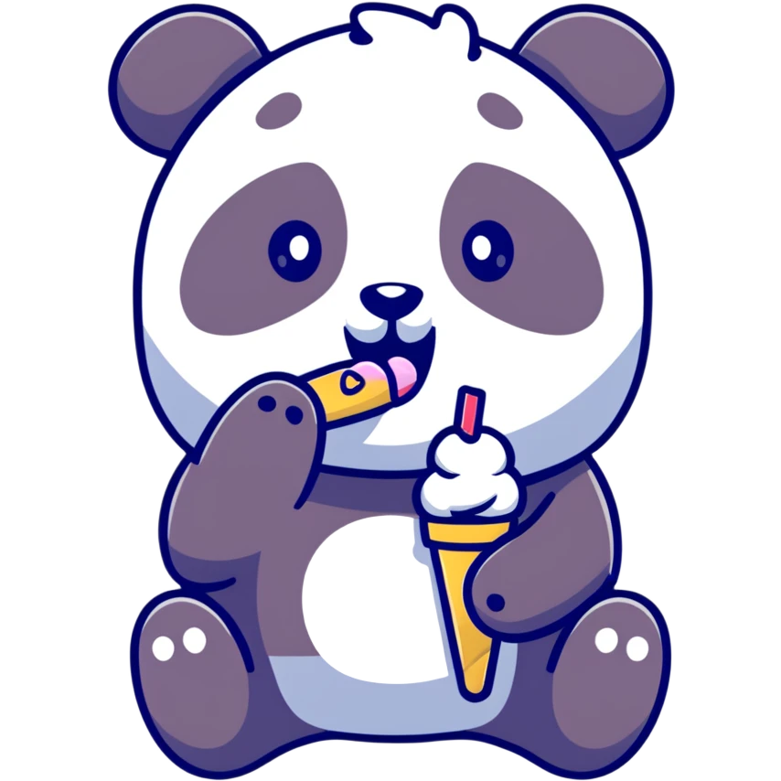 Panda eating ice cream emoji