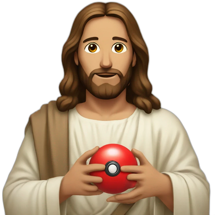 jesus with a pokeball emoji