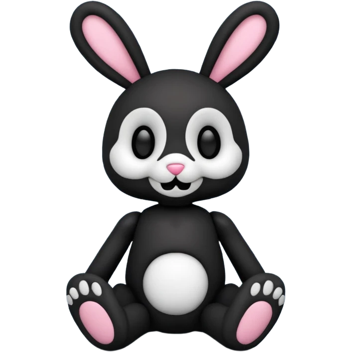 Emoji pour twitch d'une peluche lapin squelette noir qui dit bonjour emoji