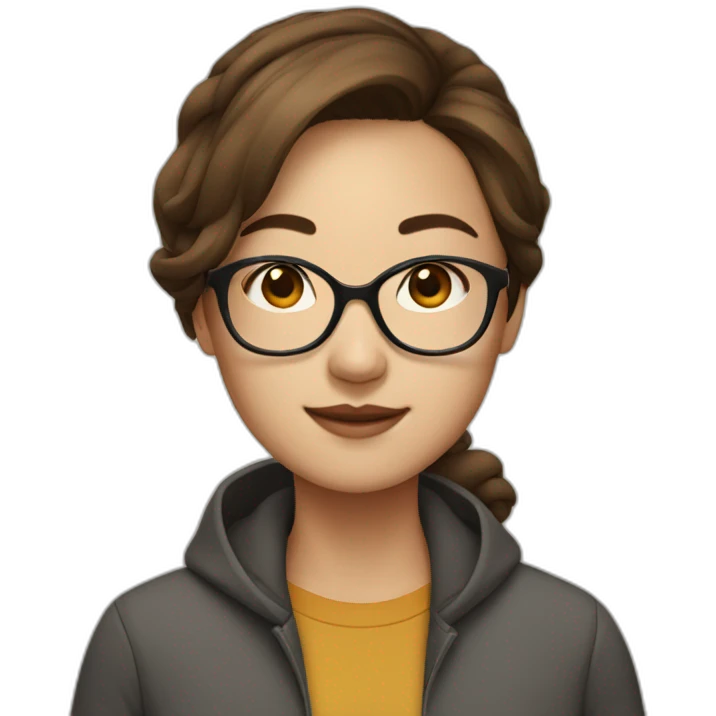 Brown-haired-young-awoman, asian, with glasses emoji