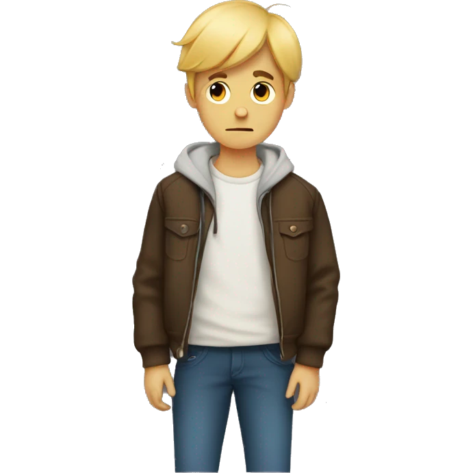 A boy standing Alone With broken heart emoji