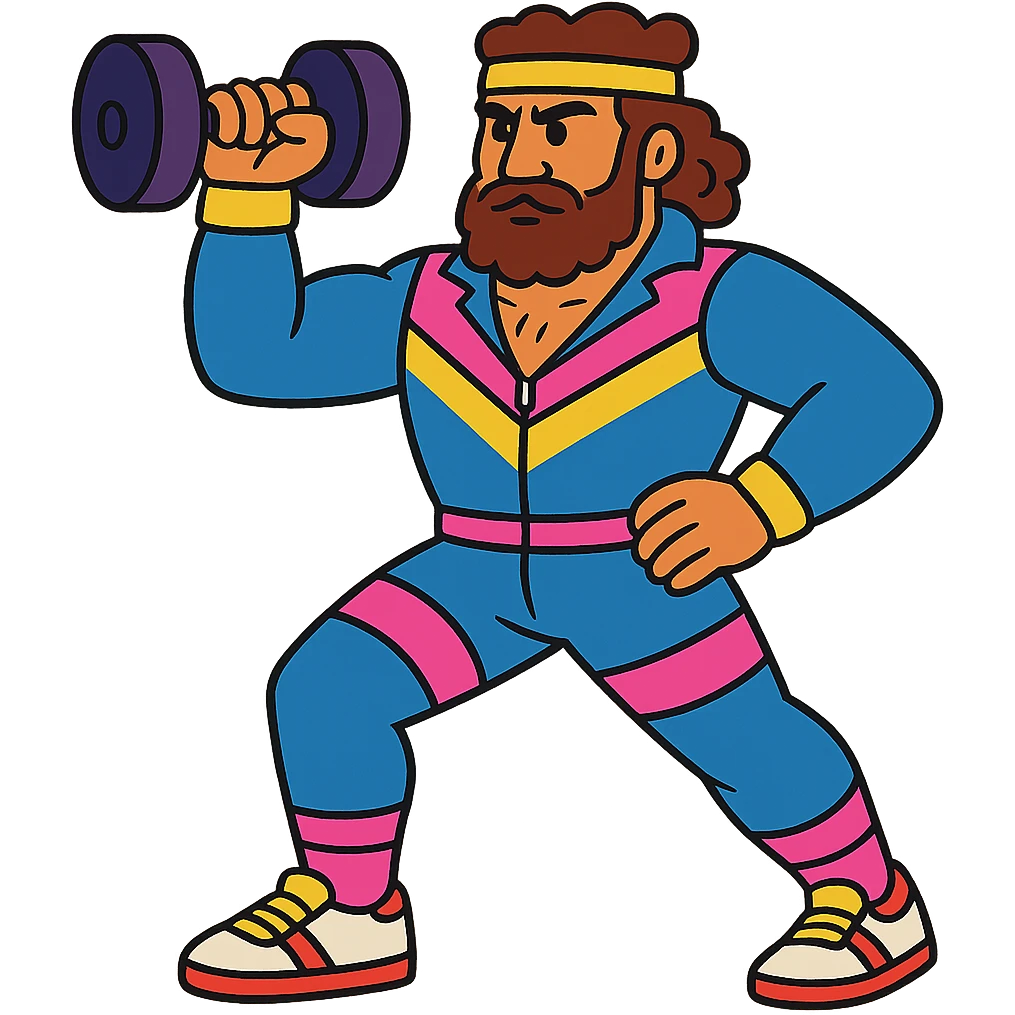 Odysseus in an 80s workout suit emoji