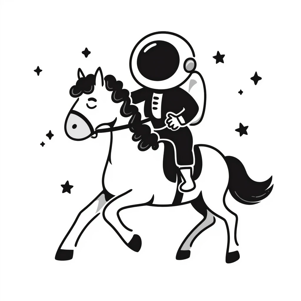 astronaut on horseback with stars in background emoji