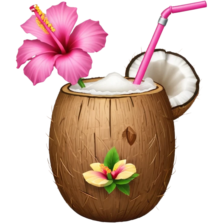 coconut drink with flowers emoji