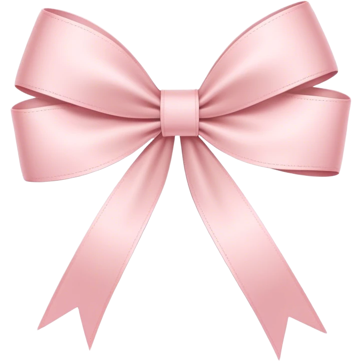 Single-loop thin and elongated ribbon bow, light pink, no double loops, minimalistic, elegant, sleek and slender emoji