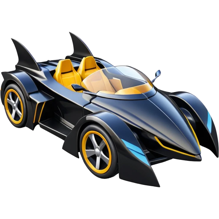 Hot wheels cartoons BatGirl’s stealth burglar sporty futuristic pursuit mobile two seater car (reclined seating position) emoji
