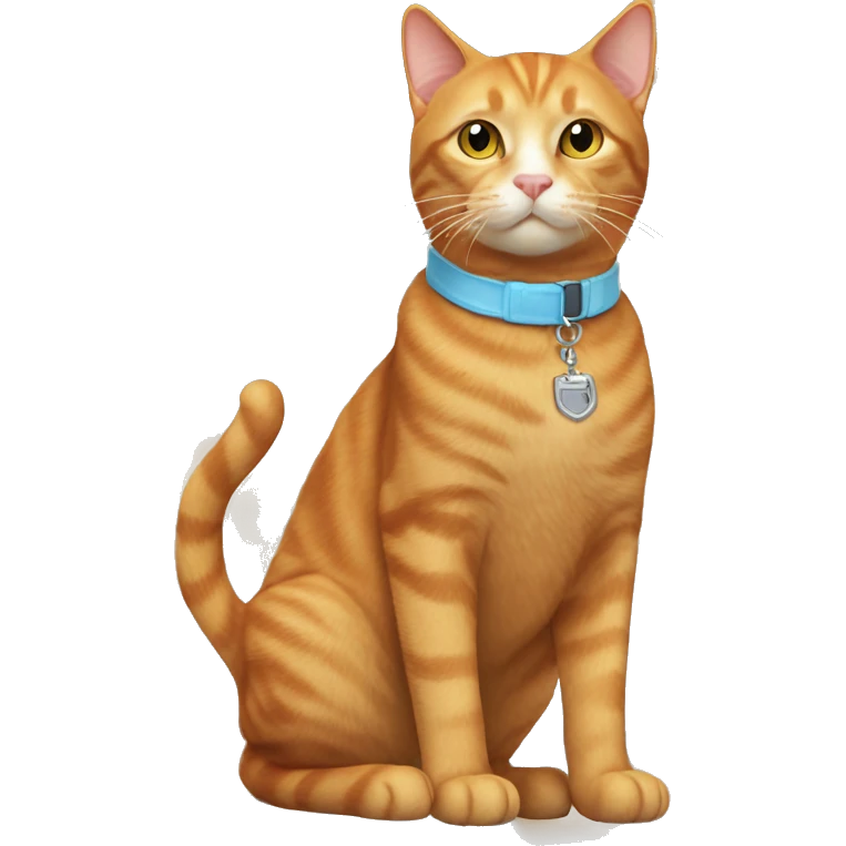 Ginger cat with light blue collar emoji