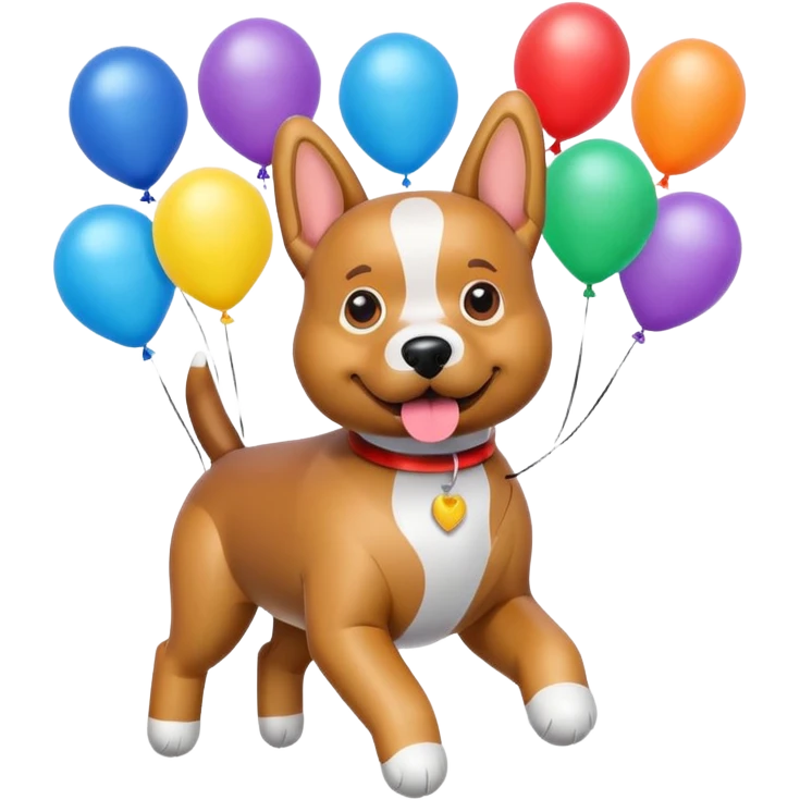 dog shaped flying balloons emoji