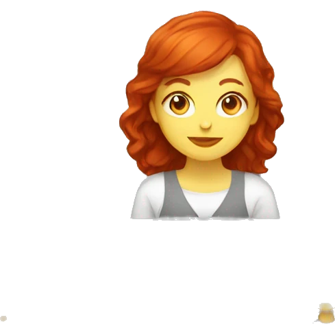 female graphic designer redhead glass computer emoji