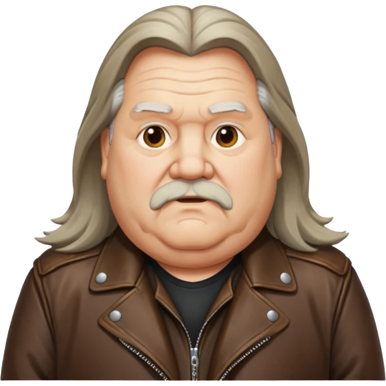 Long hair old fat men in leather jacket emoji