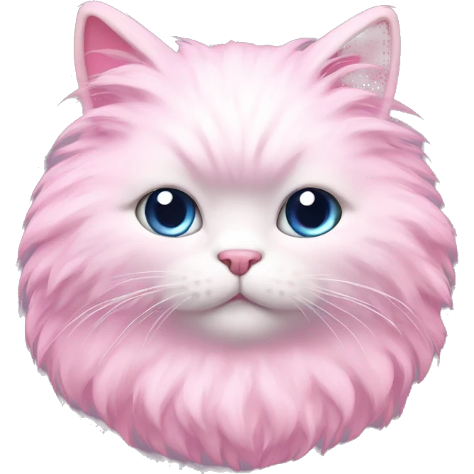pink fluffy cat with bow emoji
