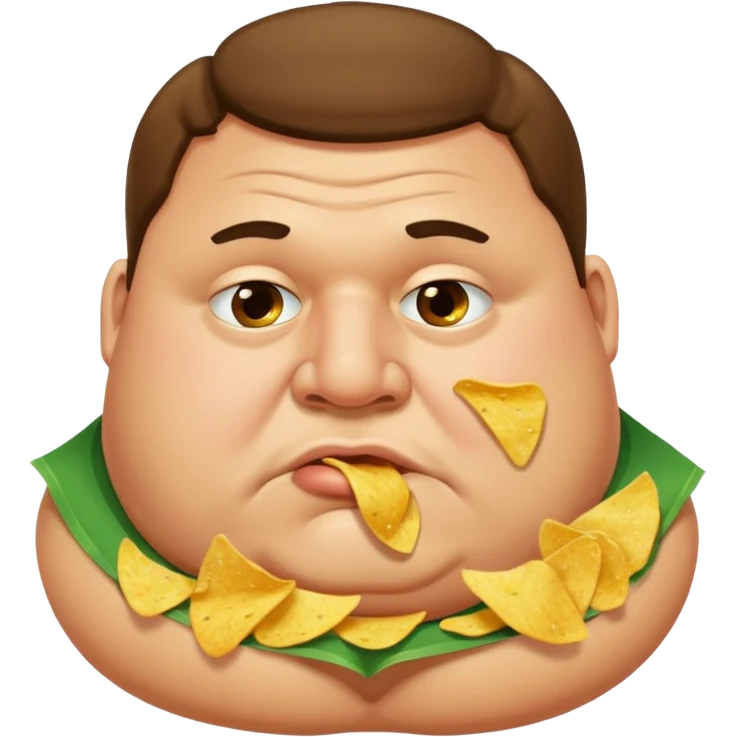 Fat guy with boogers hanging out his nose holding chips emoji