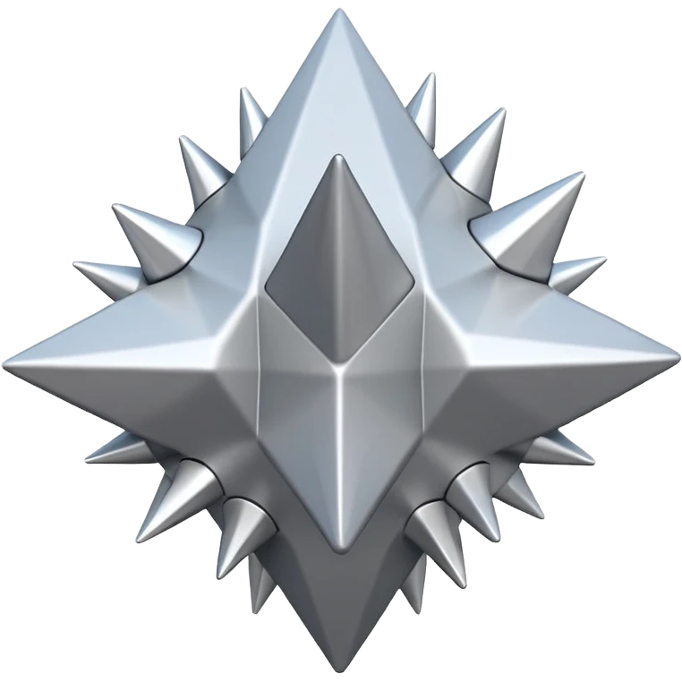 "iOS-style 3D emoji: single irregular jagged spike cluster in light gray and white, sharp edges, subtle glossy reflections, dynamic angles suggesting sudden impact; no circles, no faces, no text, abstract only emoji