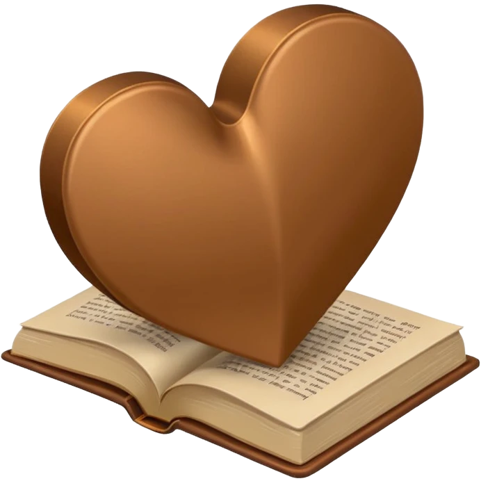 Broken Brown satin heart with book emoji