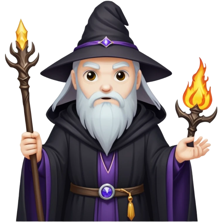 evil wizard with staff and dark robes emoji