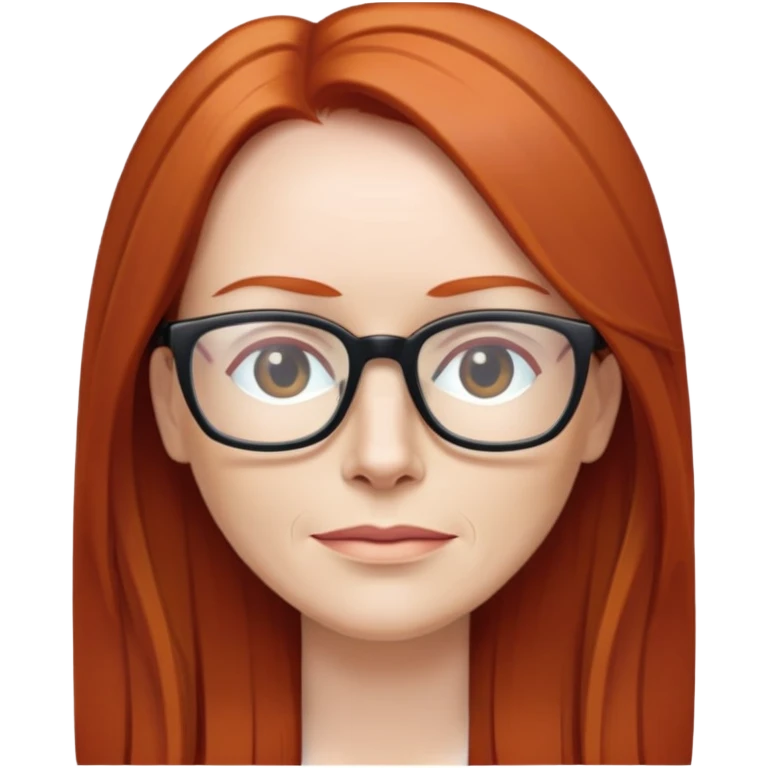 middle age Red head long straight hair pale skin wearing glasses emoji