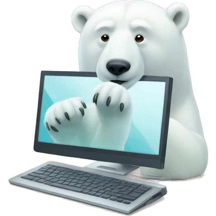 Polar Bear on Computer emoji