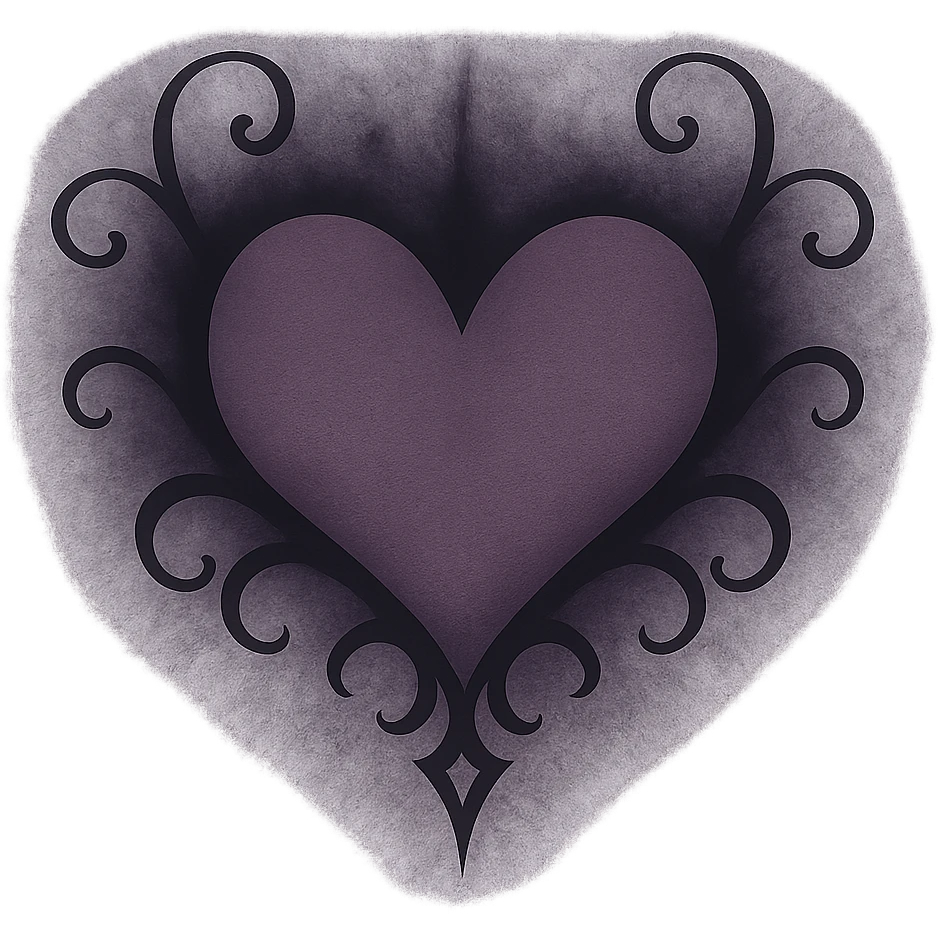 Dark mauve heart effect gothic emoji