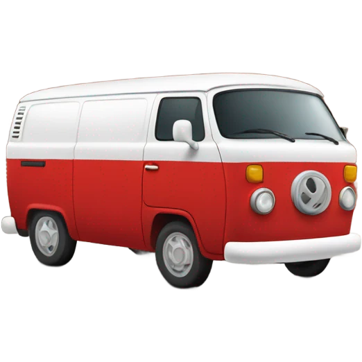 Red & white Van by brick wall emoji