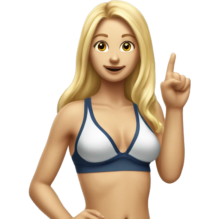 Blonde women with LONG HAIR, in Swim suit, POINTING YOU FORWARD with her HAND with INDEX FINGER, Hyper Realistic emoji