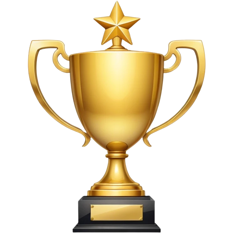 Victory trophy with golden shine emoji