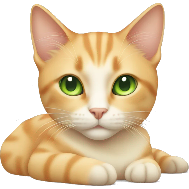 light orange/cream colored cat with green eyes laying down  emoji