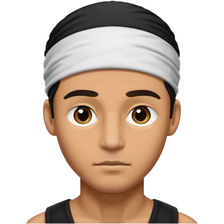 necesito la cara de un hombre con una vincha de color negro en la frente. la vincha tiene que ser angosta y tiene que estar en la frente del hombre, arriba de los ojos y abajo del pelo. emoji