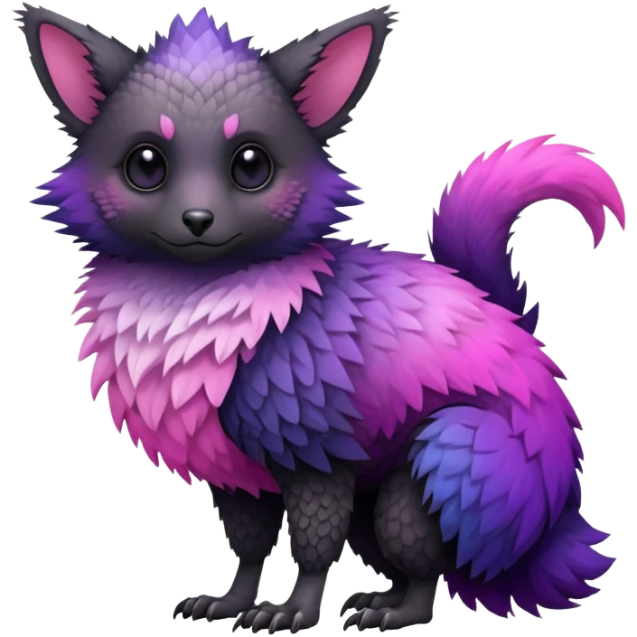 Cool Edgy realistic Black-pink-purple-gradient Trico-animal-creature full body emoji